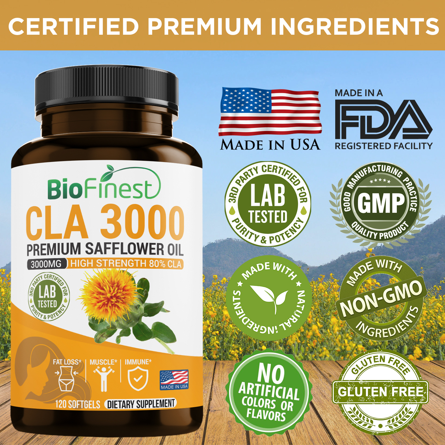 CLA Safflower Oil Conjugated Linoleic Acid Non GMO Non